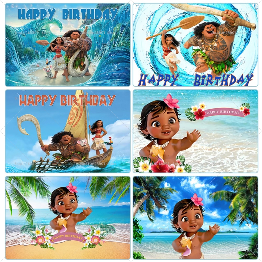 Baby Clothing In Summer - Baby Moana Theme Summer Birthday Backdrop