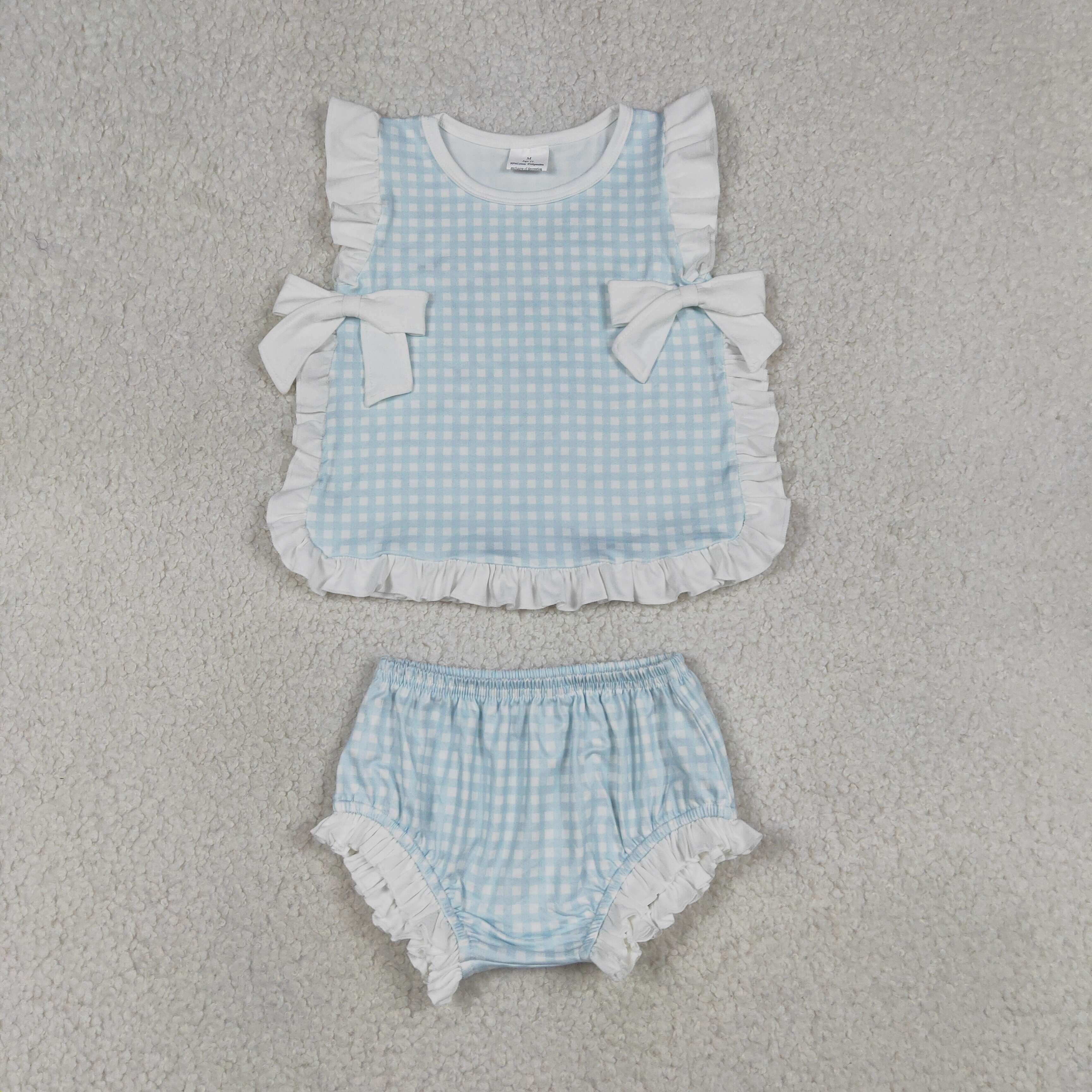 Baby Clothing Wholesale - Wholesale Infant Baby Girl Blue Plaid