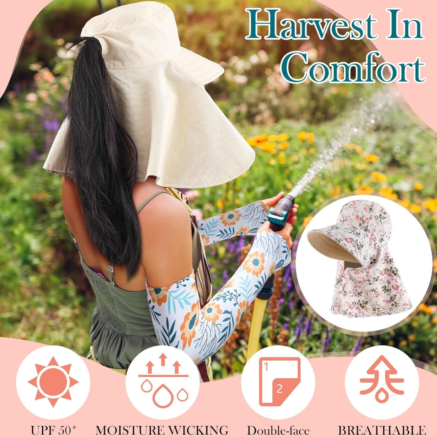2 Pcs Floral Garden Hat for Wo – Sun Hat Wide Brim Bewertung und Preis